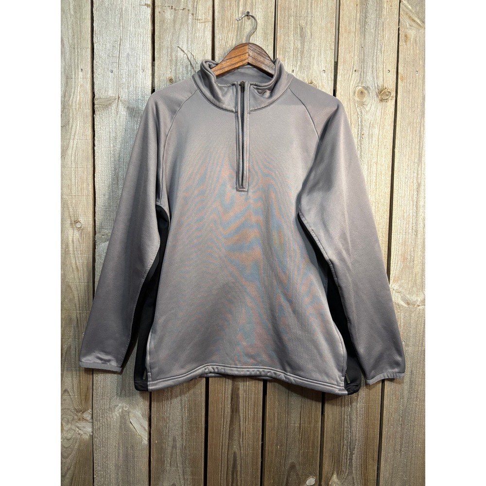 Slazenger Mens Gray Black Quarter Zip‎ Pullover Fleece Lined Mock Neck Large